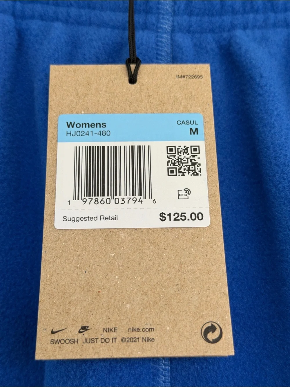 NWT Nike ACG Women’s Blue Fleece Jogger Pants Size M Therma Fit Trail Hiking